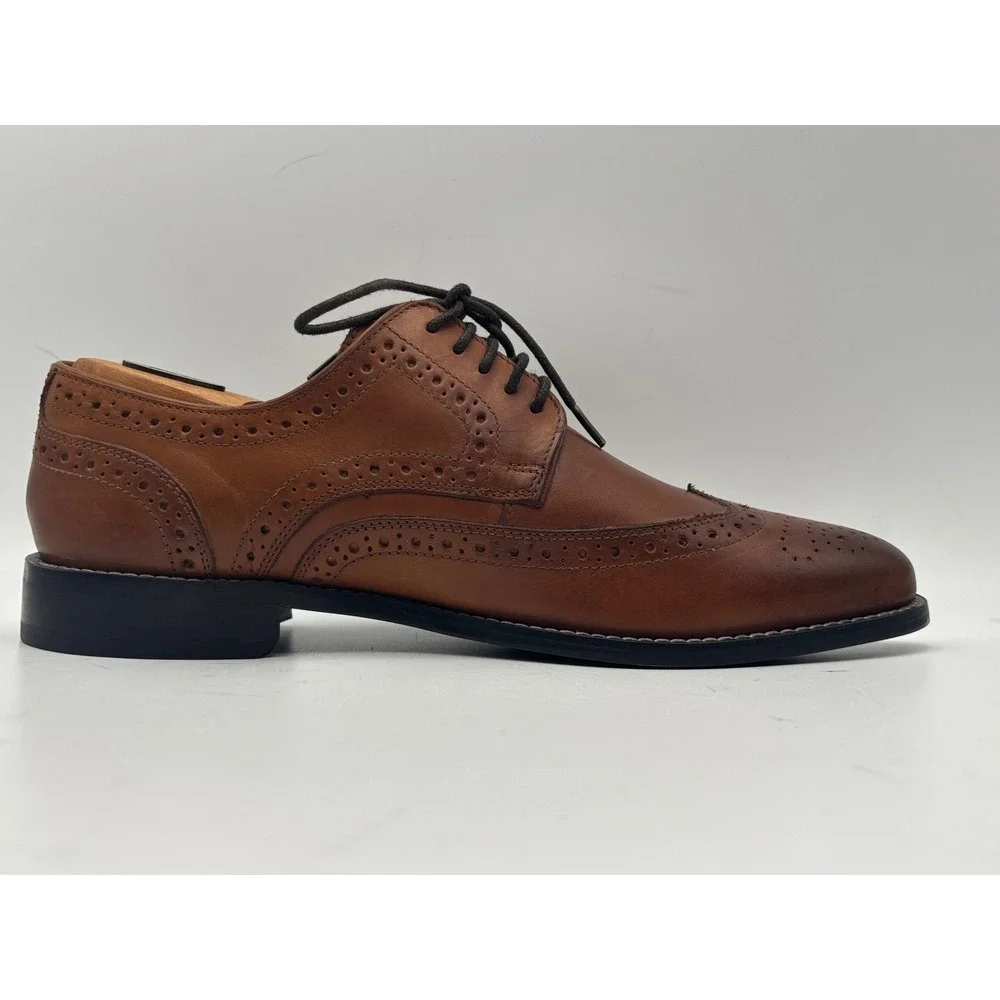 Nunn Bush Men's 9M Brown Leather Wingtip Brogue Comfort Gel Oxford Dress Shoes